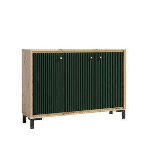 Comoda PARII PA12, stejar artisan/verde, PAL laminat, 130x37x92 cm