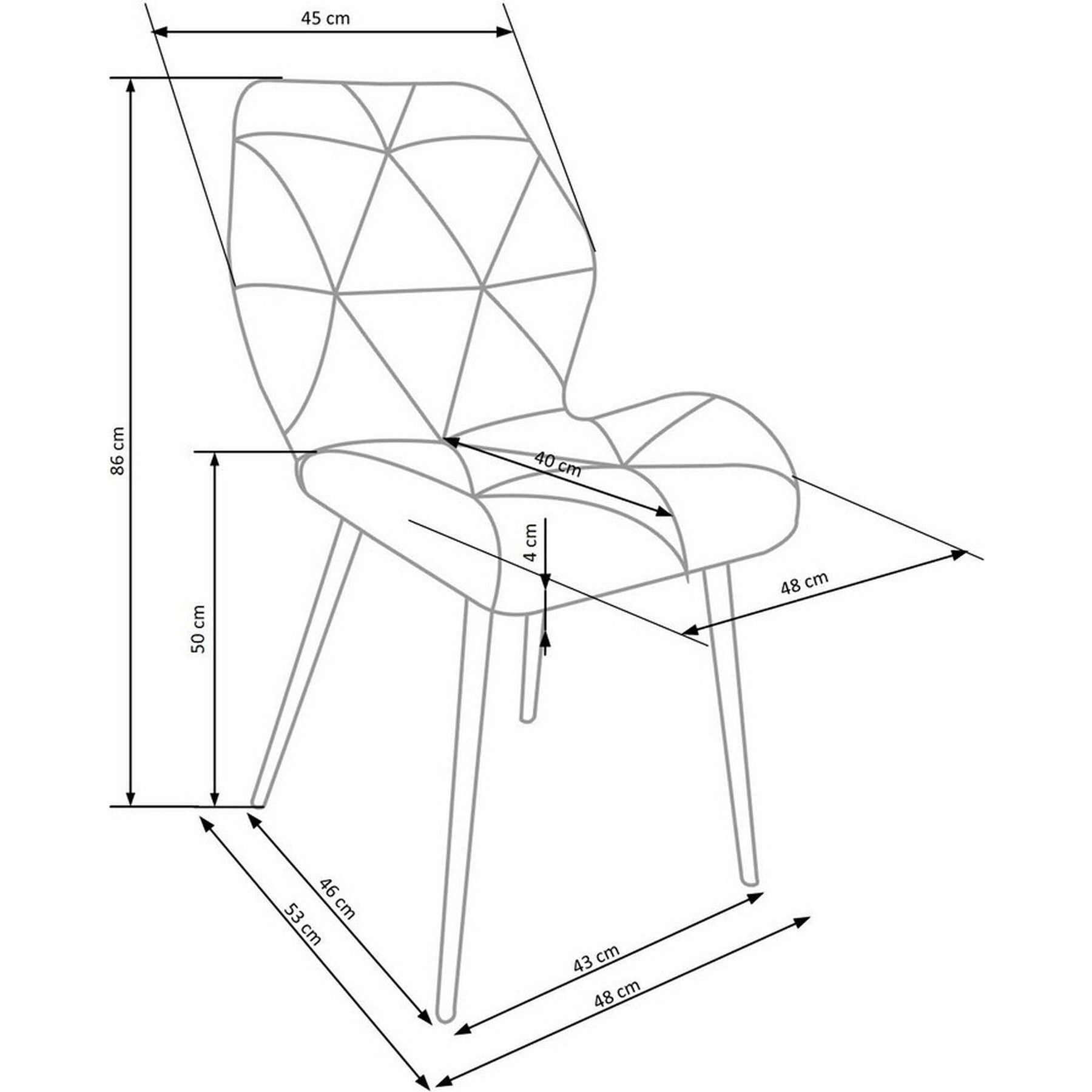 Scaun tapitat K453, bej, stofa catifelata, 48x53x86 cm