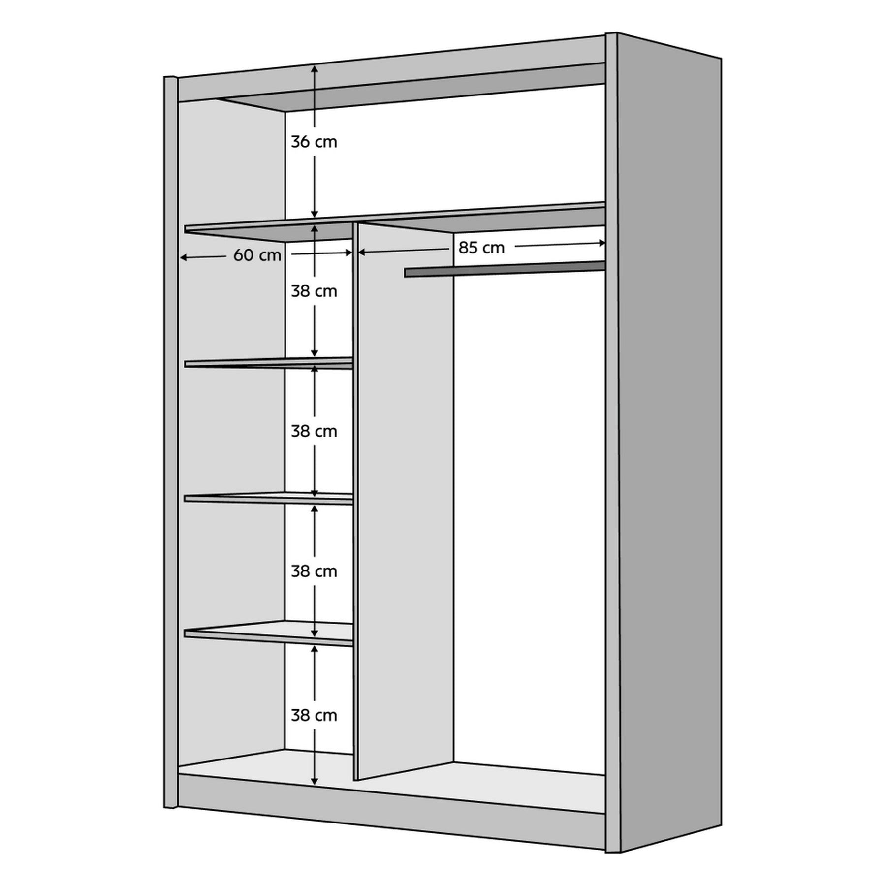 Dulap LADDER, negru/stejar craft, PAL melaminat, 150x61x215 cm