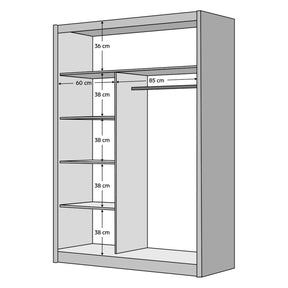 Dulap LADDER, negru/stejar craft, PAL melaminat, 150x61x215 cm