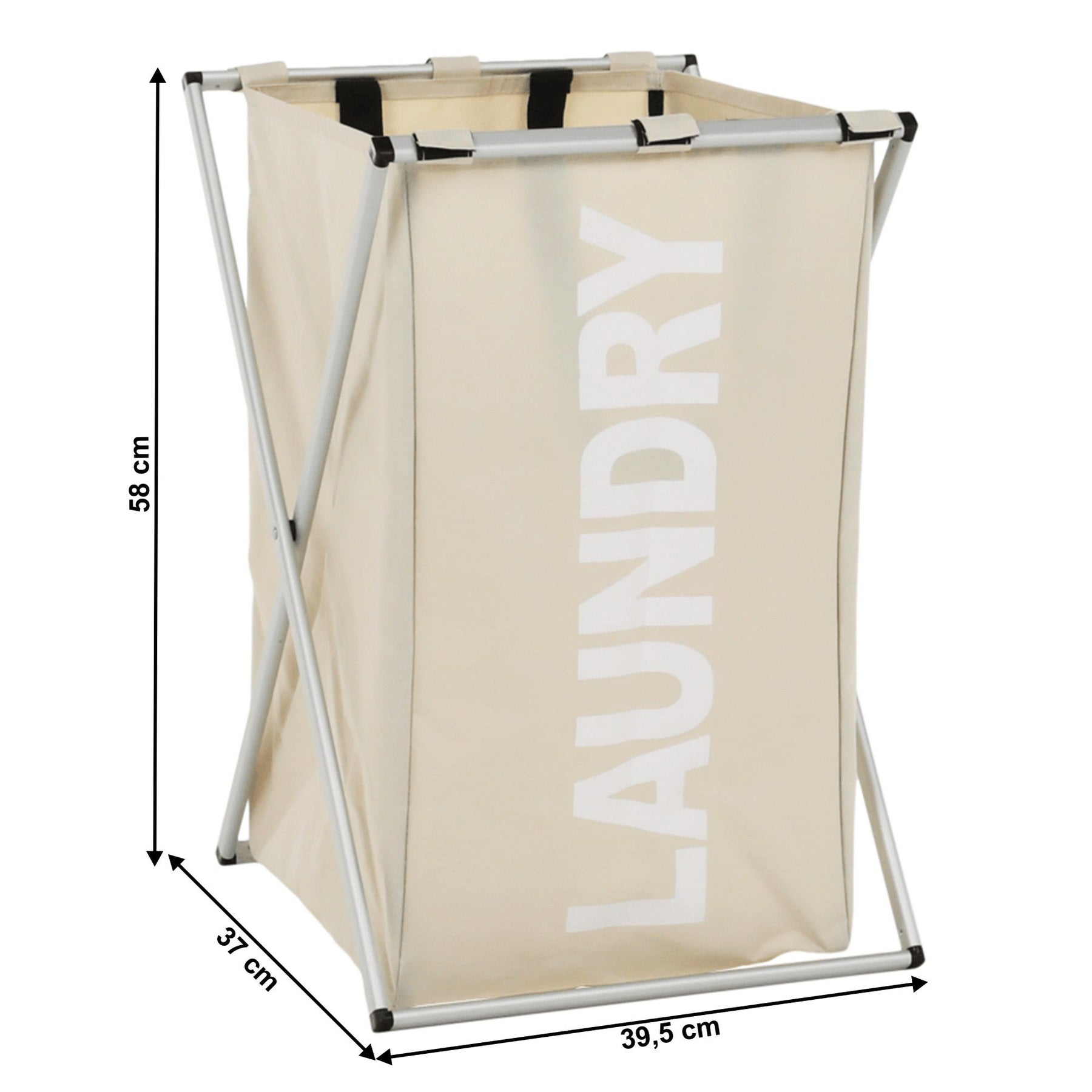 Cos de rufe LAUNDRY NEW TYP 1, bej, material textil/metal, 40x37x58 cm