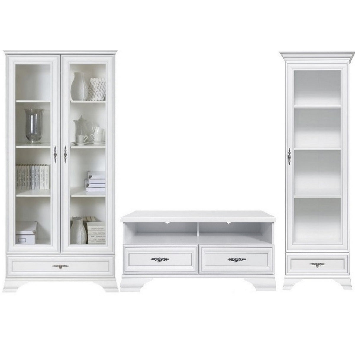 Set living IDENTO 3, format din 2 vitrine si comoda TV