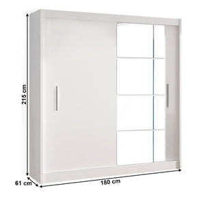 Dulap cu usi glisante LOW, alb, 180x61x215 cm