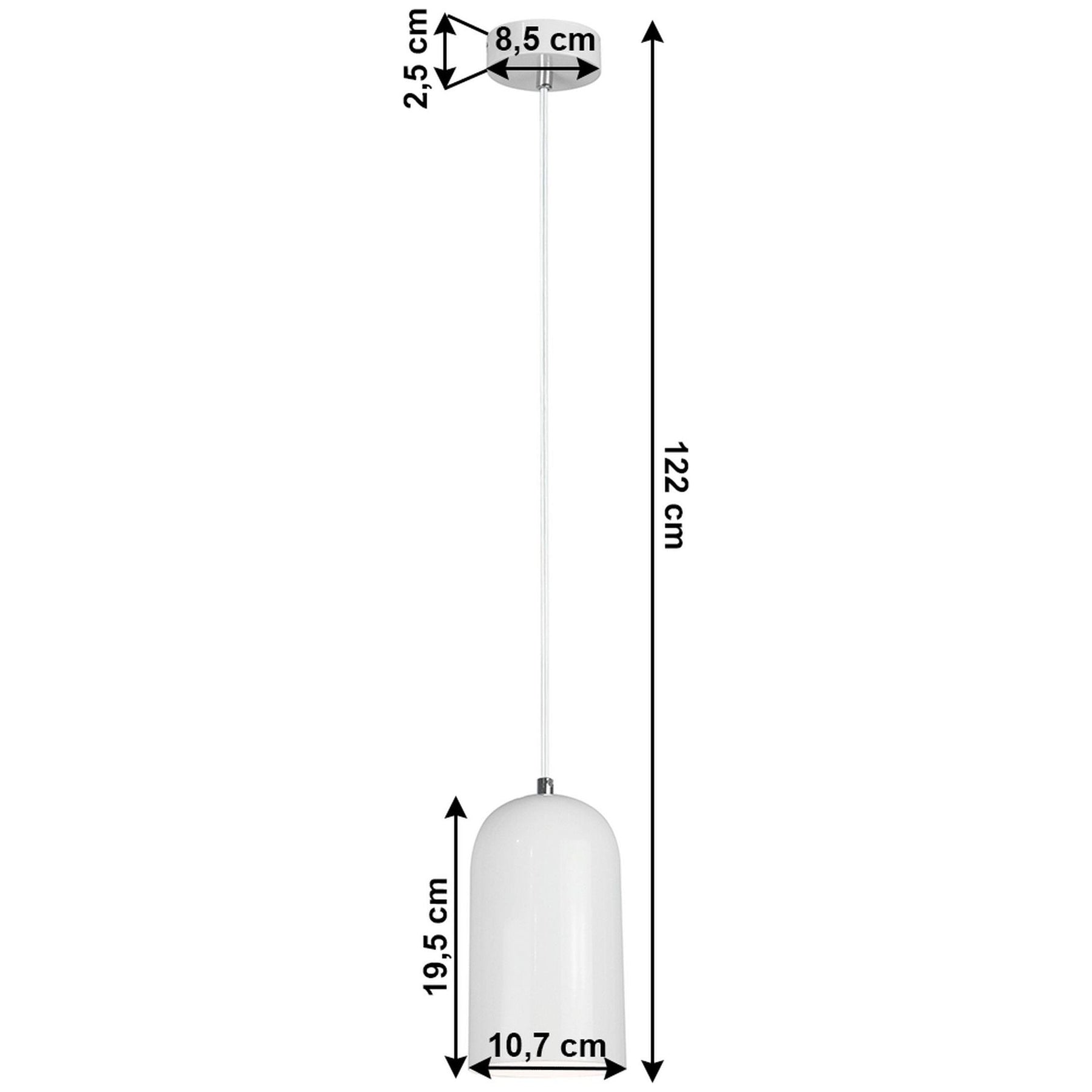 Lustra LUKEN, alb, metal, 10.7x10.7x122 cm