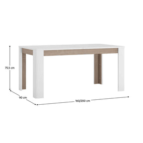 Masa extensibila LYNATET TIP 75, alb/stejar sonoma, 160/200x90x76 cm