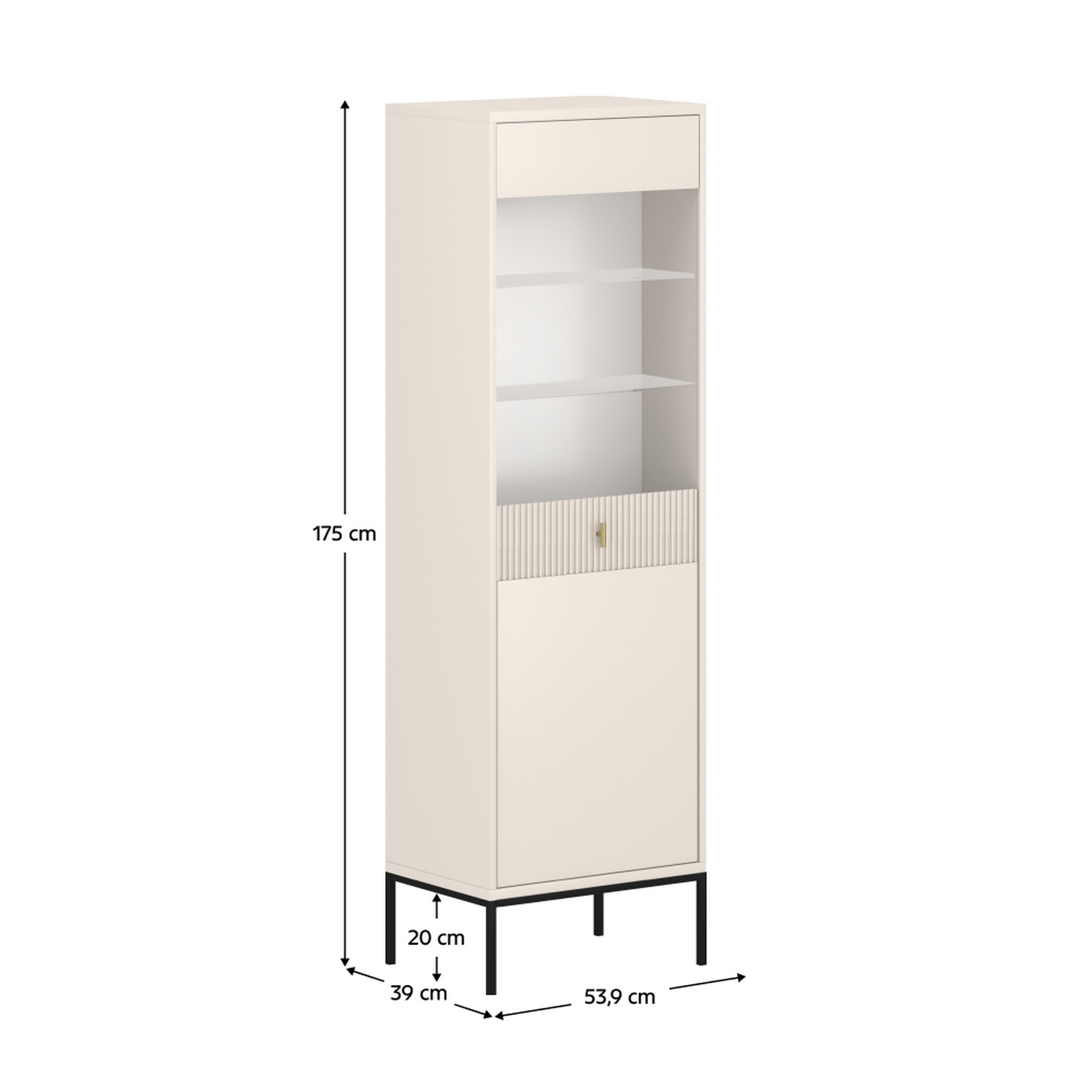 Vitrina MAGIRA MA04, casmir, DTD laminat/metal, 54x39x175 cm