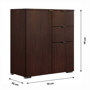 Comoda MIRANDA TYP 2, wenge, PAL melaminat, cu 2 usi si 2 sertare, 70x35x79 cm