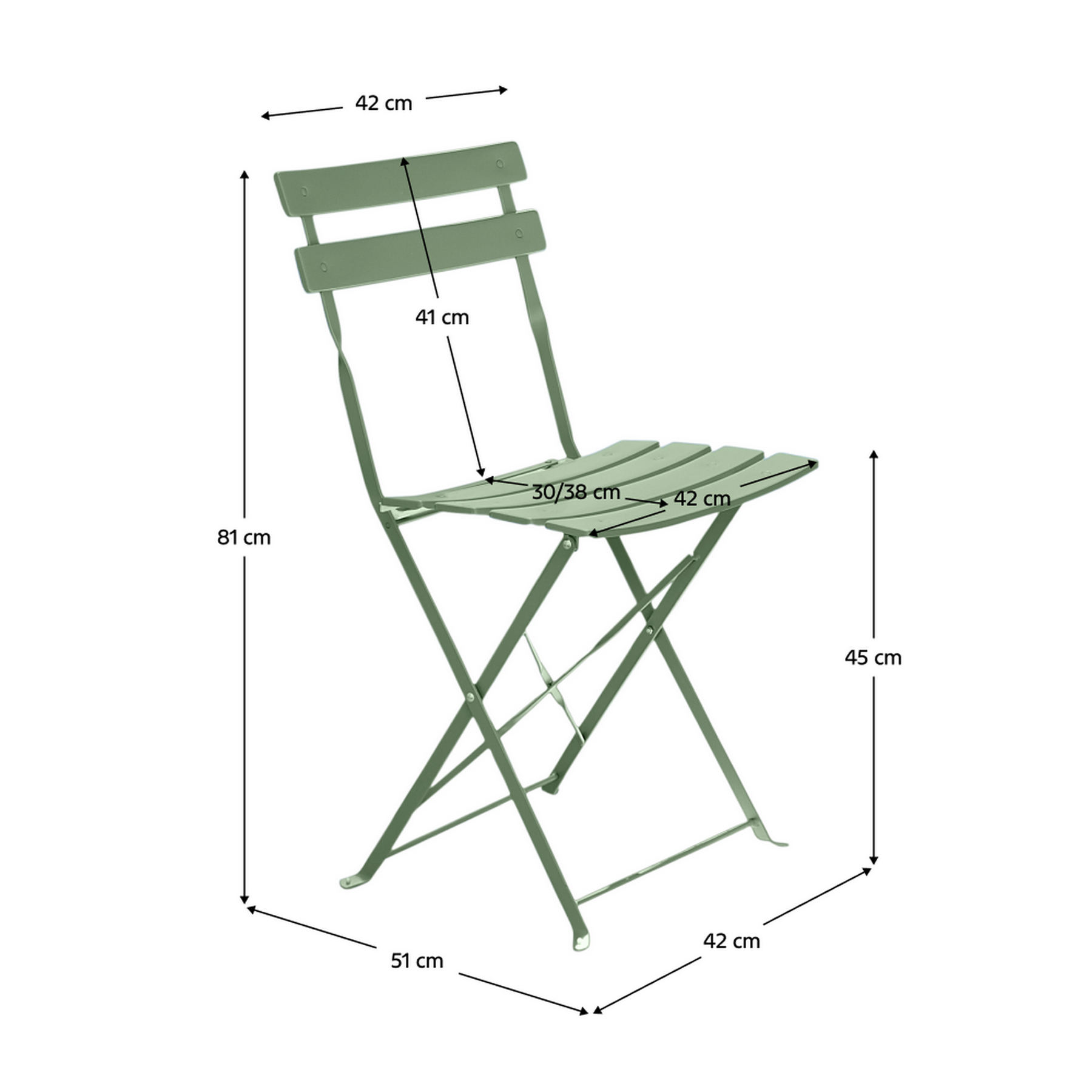 Set masa si scaune gradina OBAX, verde, otel