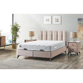 Pat OPTIMUM 160x200, personalizabil gama Oferta Avantaj, cu somiera si spatiu depozitare