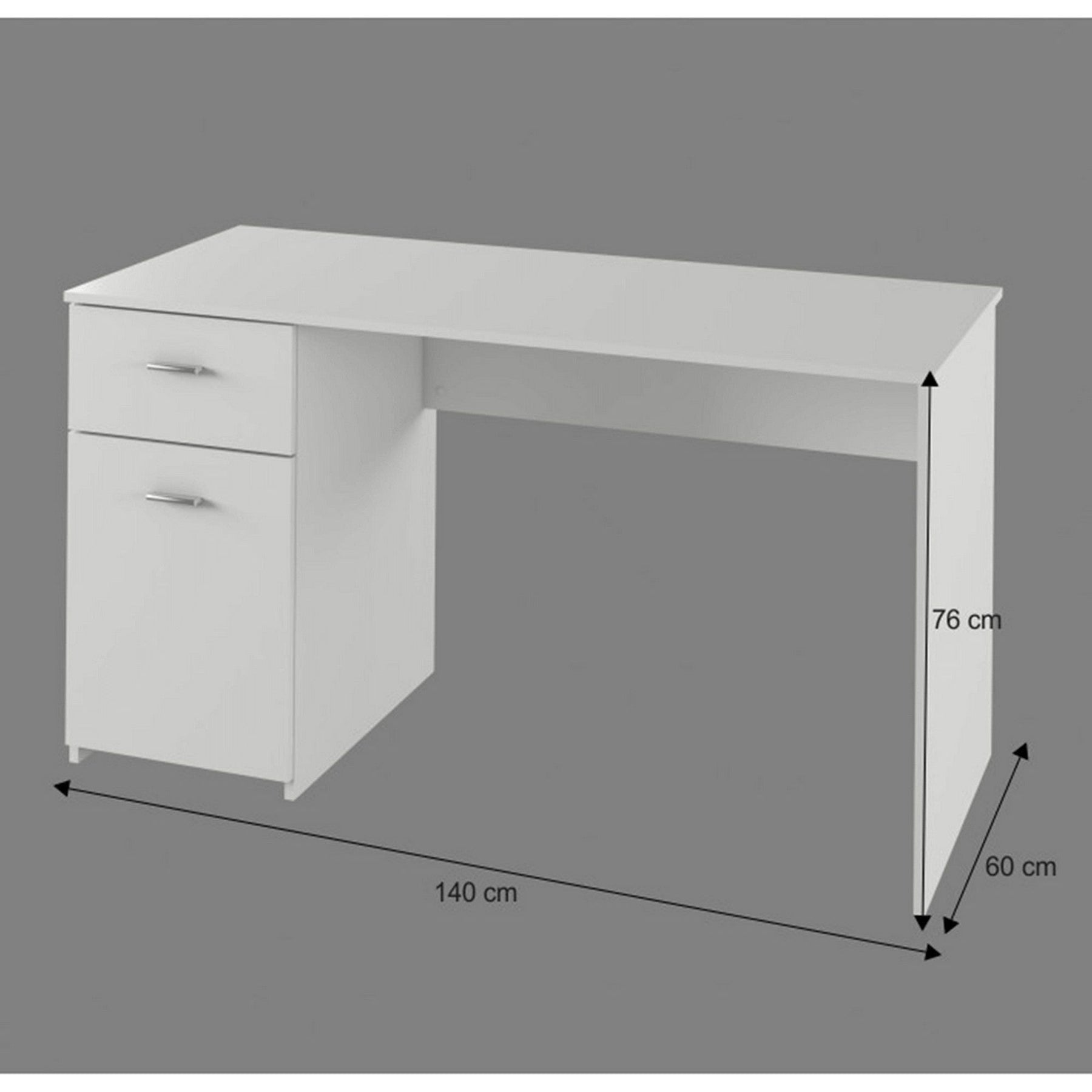 Birou BANY, PAL laminat, alb, 140x60x76 cm