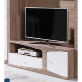 Comoda TV SANTA FE SF4, stejar, alb lucios, MDF/lemn masiv, 130x59x44 cm