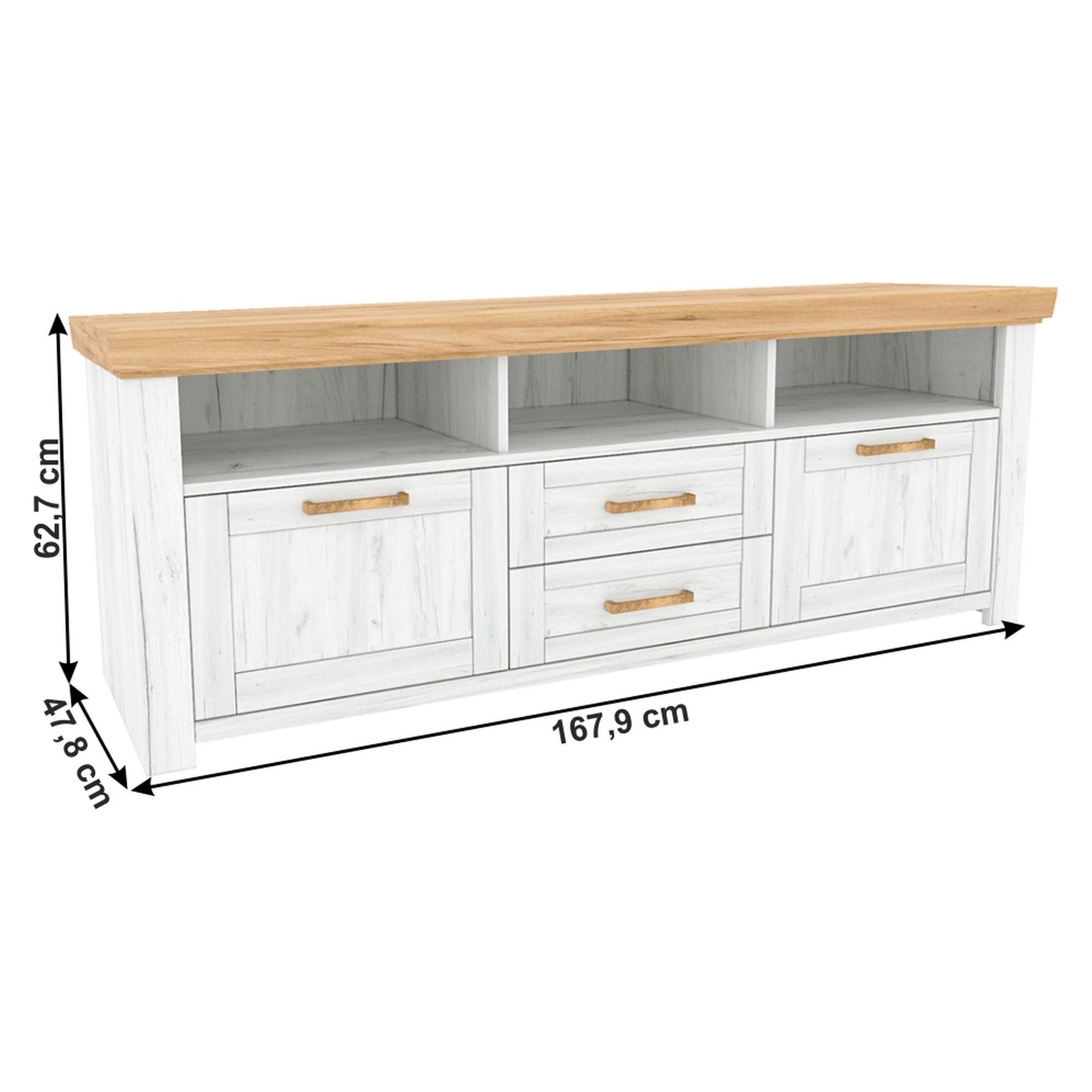 Comoda TV SUDBURY, DTD laminat, stejar craft auriu/stejar craft alb, 167,9x47,8x62,7 cm