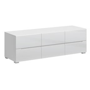 Comoda RTV JOLK, alb, DTD laminat, 140x45x43 cm