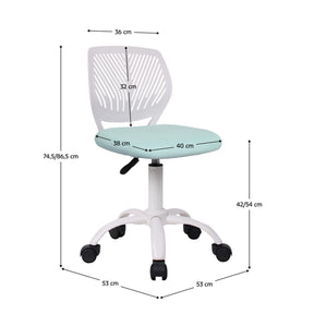 Scaun birou SELVA, verde menta/alb, poliester/metal, 53x53x75/87 cm