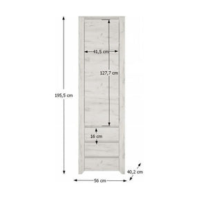 Dulap dormitor ANGEL tip 10, PAL melaminat, alb craft, 56x190,5x40,2 cm, 1 usa si 3 sertare