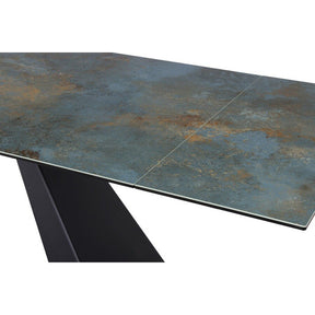Masa extensibila SALVADORE CERAMIC, turcoaz/negru mat, sticla securizata/ceramica, 160-240x90x76 cm