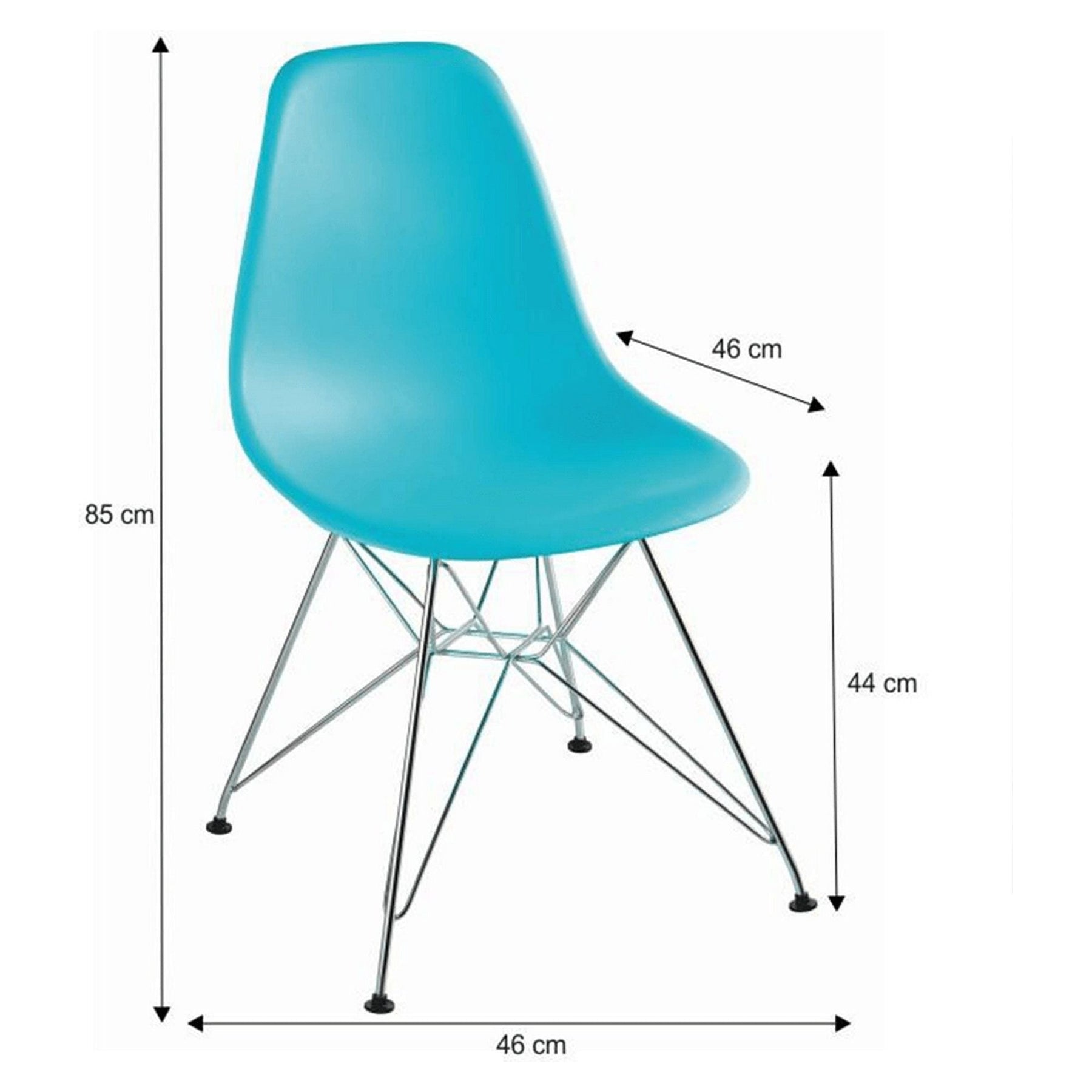 Scaun ANISA NEW, albastru deschis/crom, plastic/metal, 46x46x85 cm