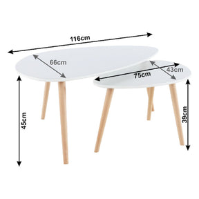 Set 2 masute FOLKO NEW, alb/fag, lemn, 116x66x45 cm/ 75x43x39 cm