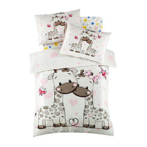 Set lenjerie pat pentru copii Sweet, bumbac ranforce 100%, alb/roz, 100 x 150 cm + 2 fete de perna