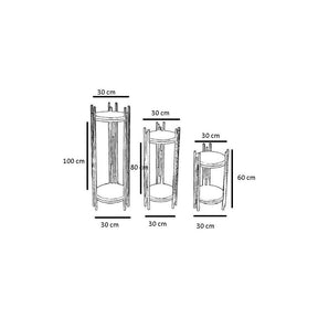 Set 3 masute 1037-4, nuc, metal/lemn, 32x62/32x82/32x102 cm