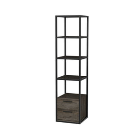 Biblioteca RobCoss, negru/gri inchis, PAL/metal, 39x39x160 cm