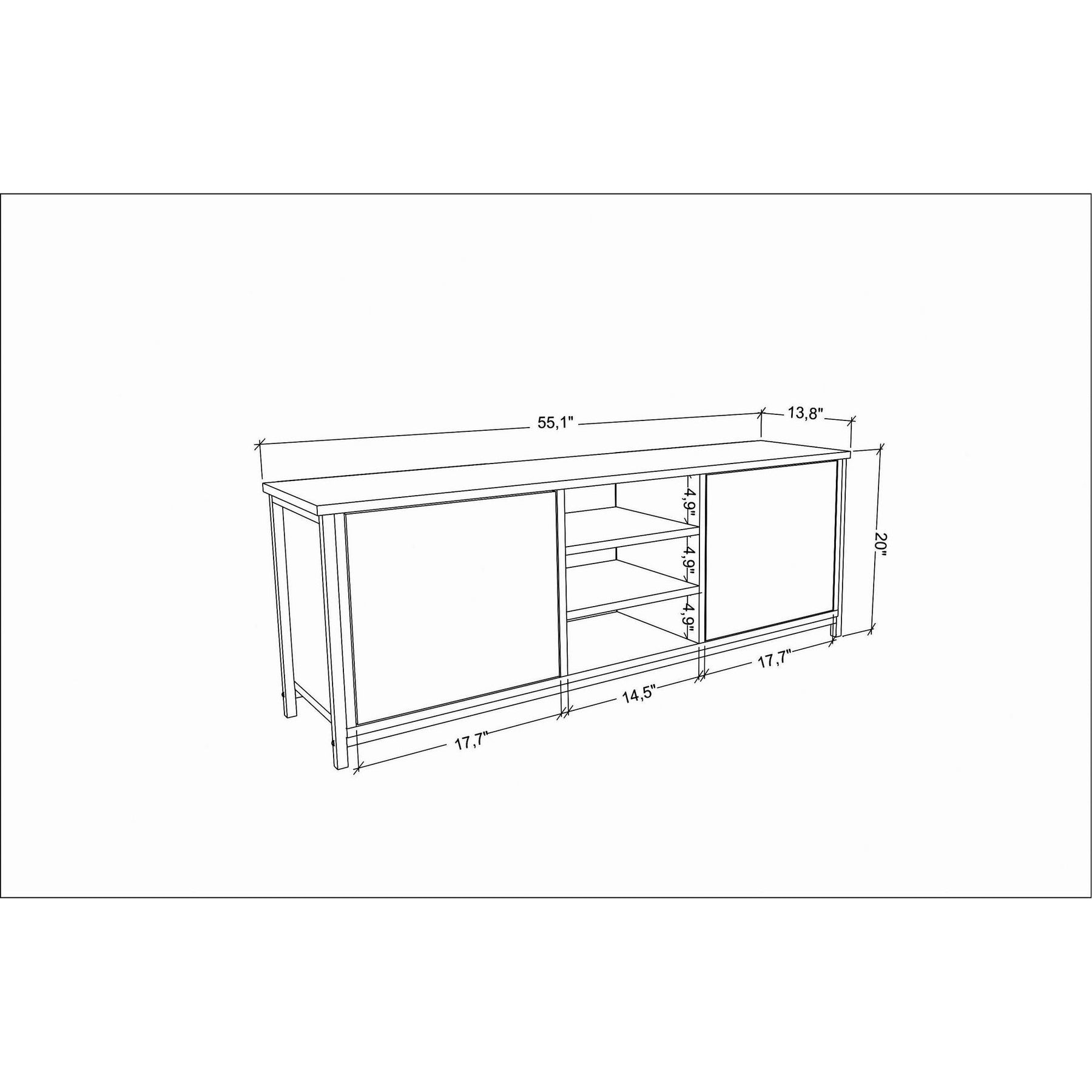 Comoda TV Otis, alb/negru, PAL melaminat, 140x35x51 cm