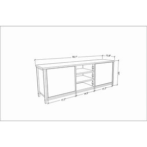 Comoda TV Otis, alb/negru, PAL melaminat, 140x35x51 cm