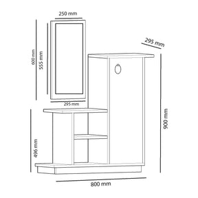 Pantofar Asia, stejar/gri, PAL melaminat, cu oglinda, 80x90x30 cm