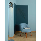 Taburet Nice, albastru deschis, stofa/lemn, 60x67x66 cm