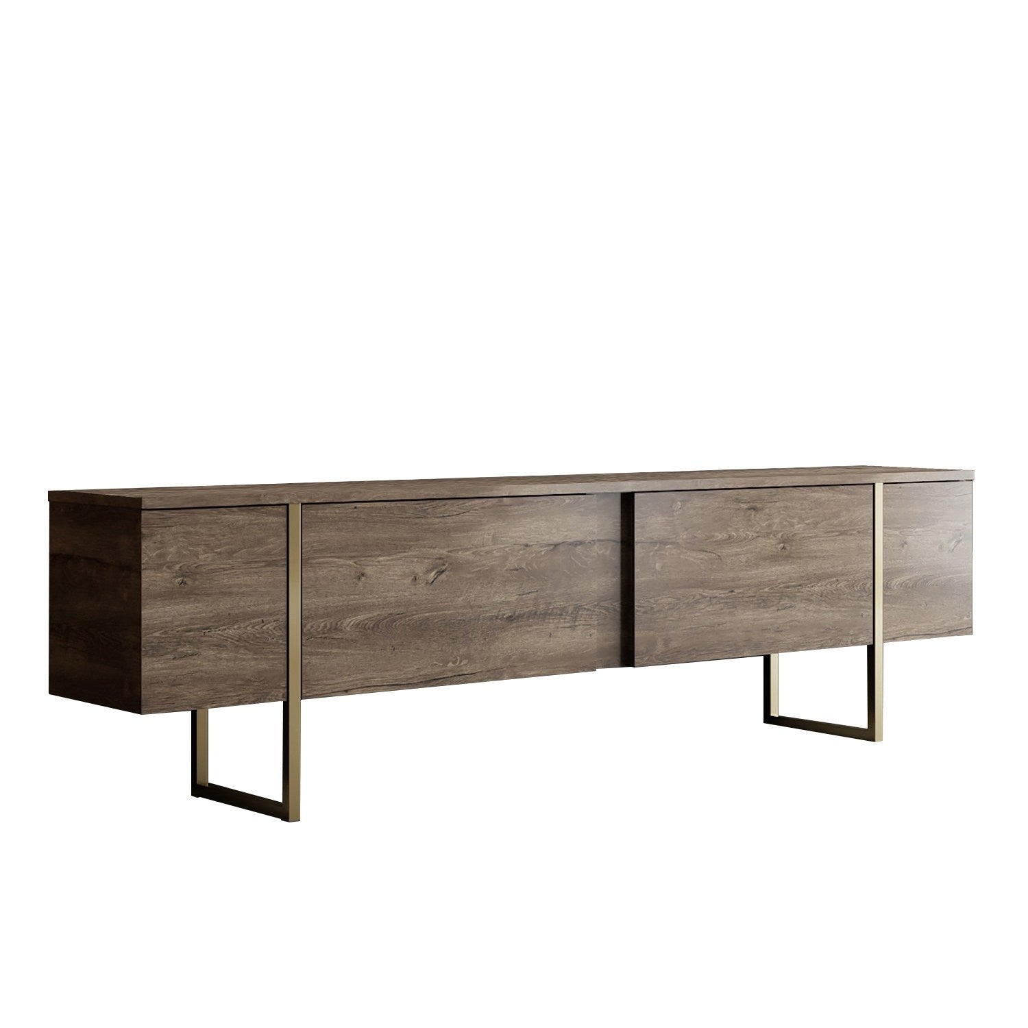 Comoda TV Luxe, nuc/auriu, PAL/metal, 180x30x50 cm