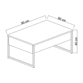 Masuta cafea Luxe, alb/negru, PAL/metal, 90x60x40 cm