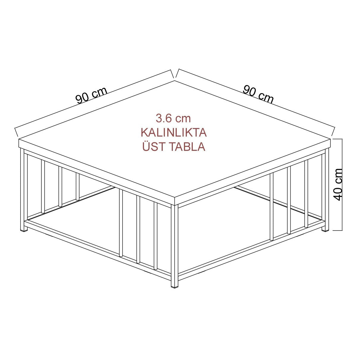 Masuta cafea Zenn, gri antracit/auriu, PAL melaminat/metal, 90x90x40 cm