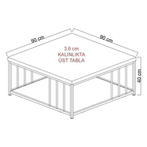 Masuta cafea Zenn, alb/negru, PAL melaminat/metal, 90x90x40 cm