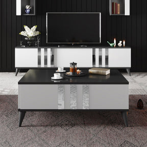 Set living Chrome, alb/gri, PAL melaminat