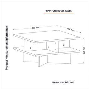 Masuta cafea Hamton, nuc/alb, PAL, 60x60x31 cm