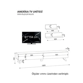 Set living Amerika, format din comoda TV si 2 polite, alb/nuc, PAL