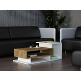 Masuta cafea Spring, alb/nuc, PAL melaminat, 90x50x25 cm