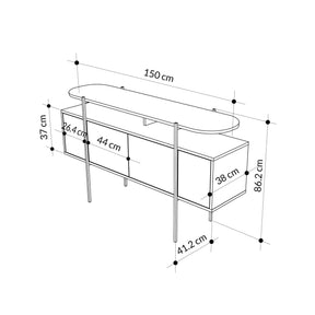 Consola Hanley, negru, PAL, 150x38x86 cm