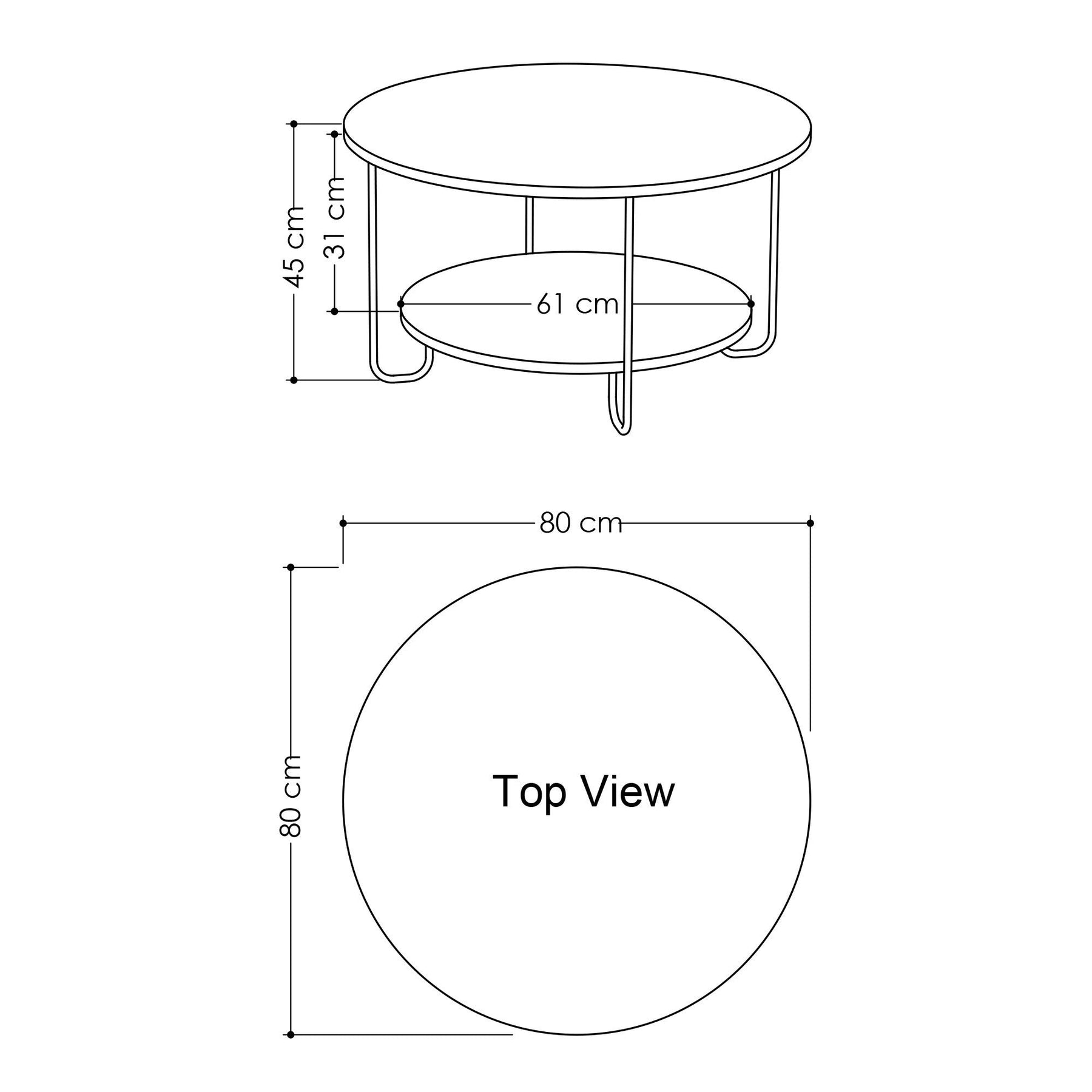 Masuta cafea Corro, alb/negru, PAL, 80x80x45 cm