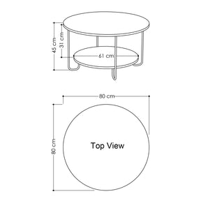 Masuta cafea Corro, alb/negru, PAL, 80x80x45 cm