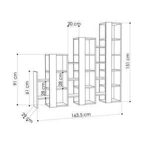 Biblioteca Lift, gri antracit, PAL, 163x29x151 cm