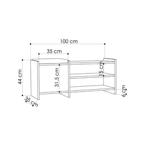 Pantofar Sunno, alb, PAL melaminat, 100x35x44 cm