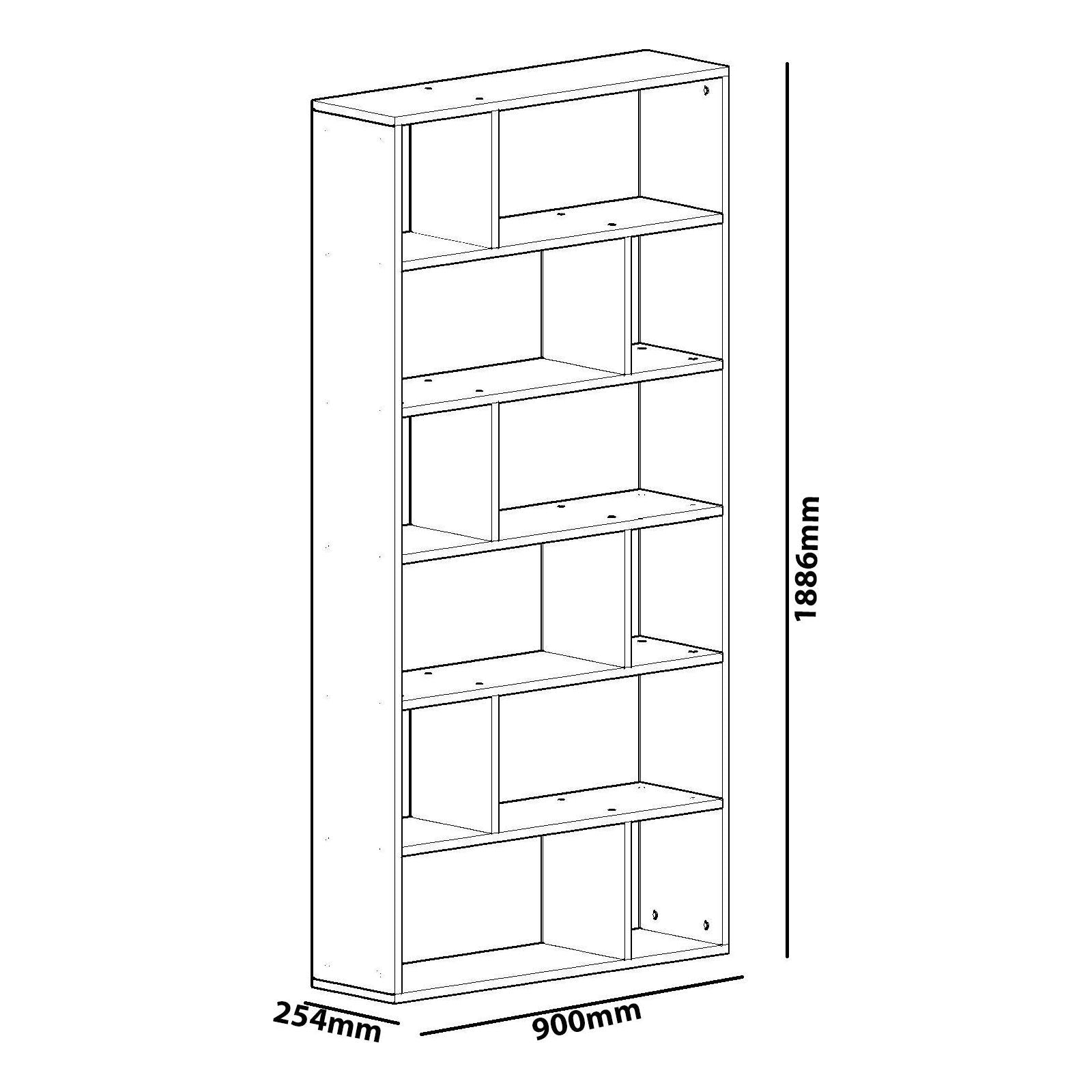 Biblioteca Form, alb, PAL melaminat, 90x189x25 cm