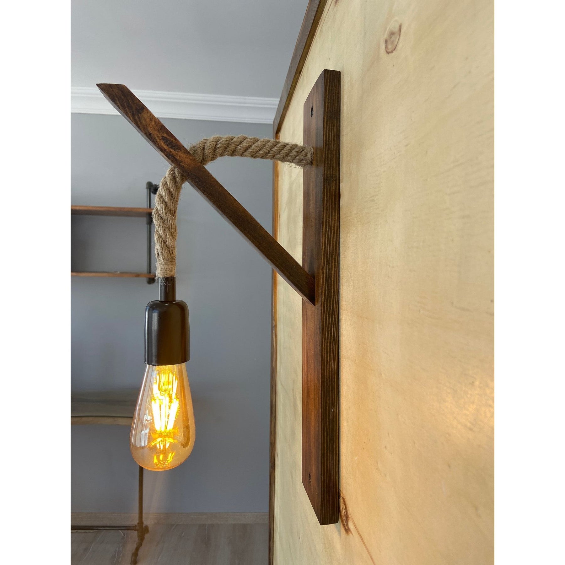 Lampa de perete Ahsap 18, nuc, 100% pin, categoria A+, 23x9x45 cm