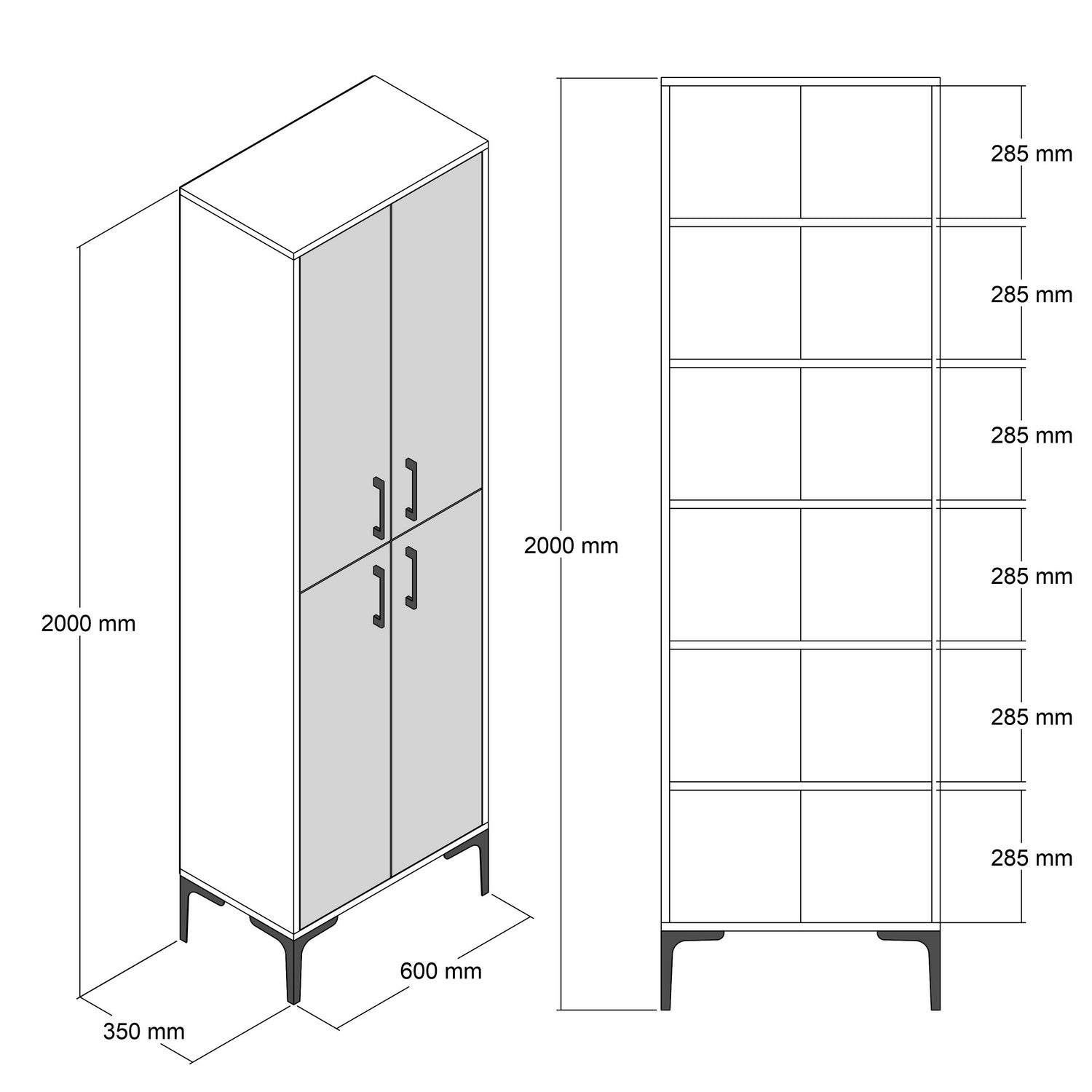 Pantofar Berlin A, nuc, PAL melaminat/metal, 60x200x35 cm