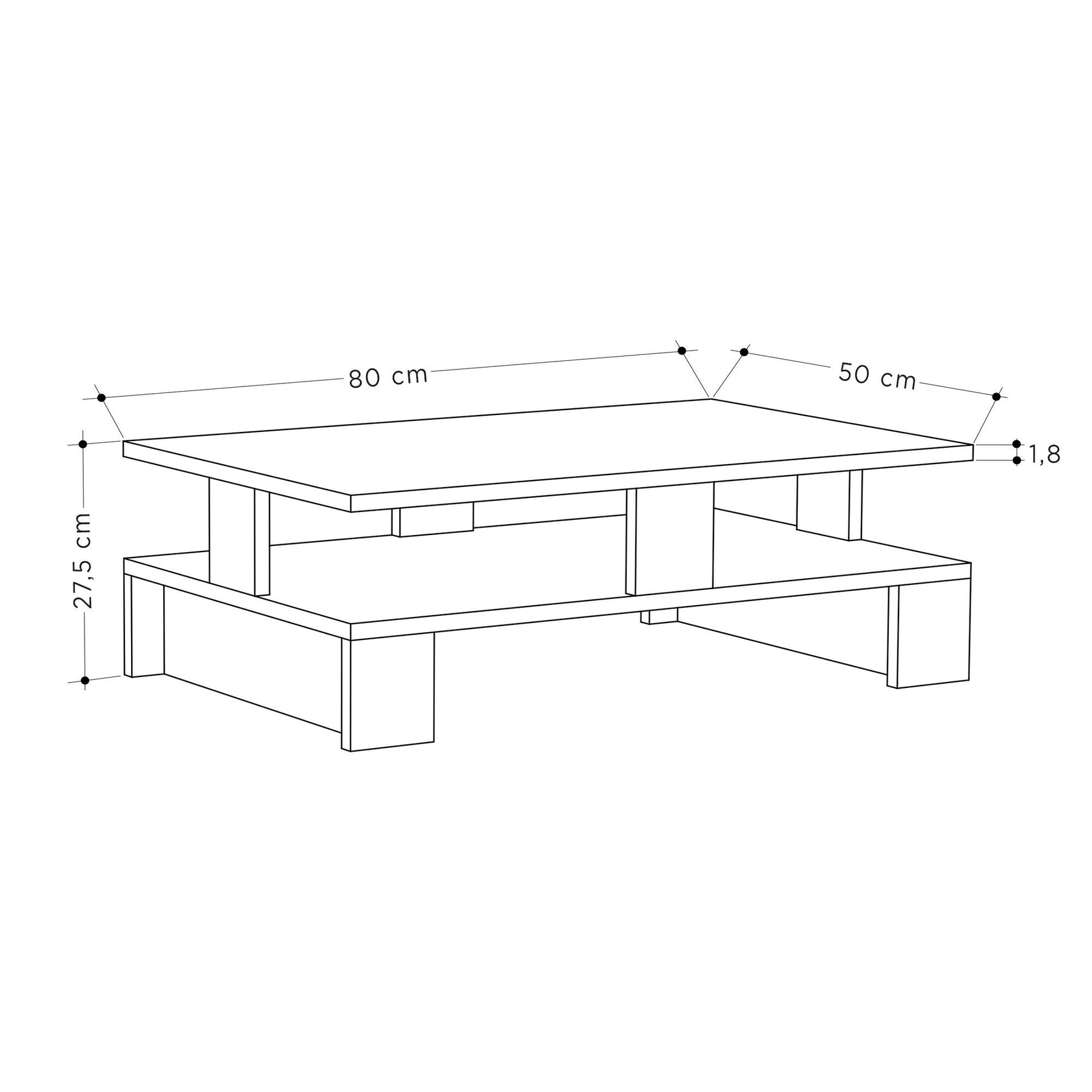 Masuta cafea Manus, gri, PAL, 80x50x27 cm