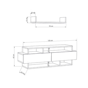 Set comoda Tv si raft Rela, bej/gri antracit, PAL melaminat, 125x30x42 cm