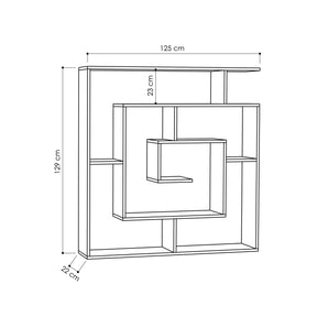 Biblioteca Maze, gri antracit, PAL, 125x22x129 cm