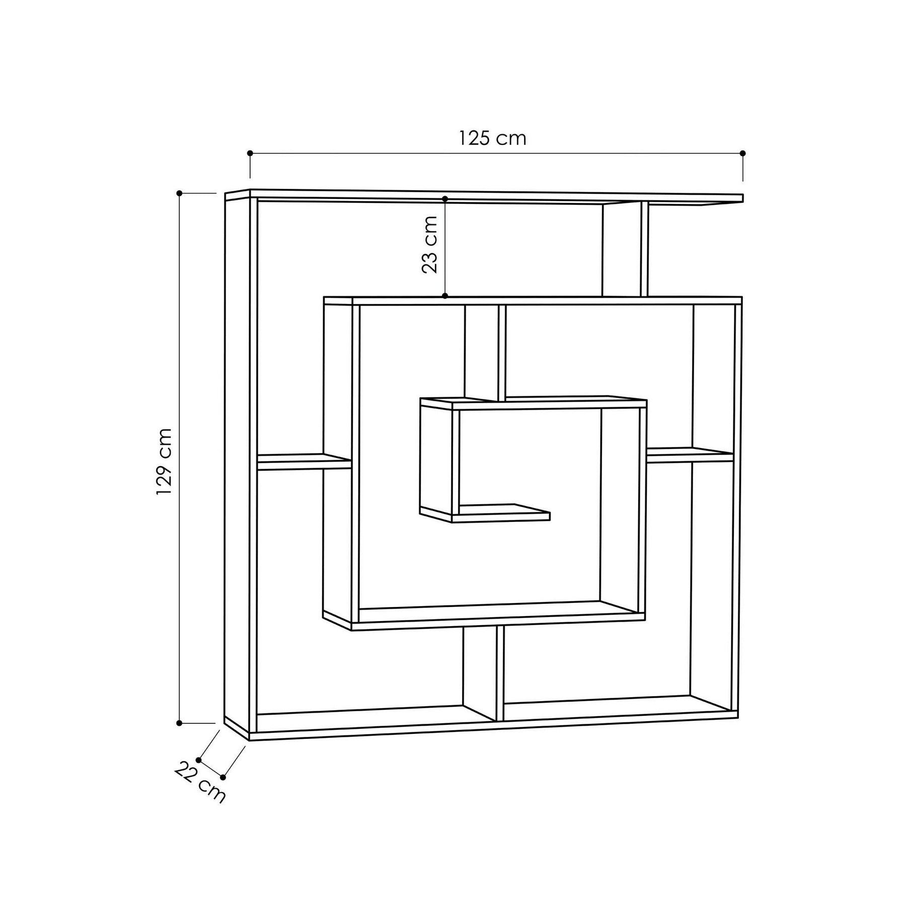 Biblioteca Maze, gri deschis, PAL, 125x22x129 cm