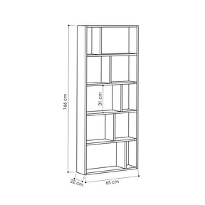 Biblioteca Onda, alb, PAL melaminat, 65x22x166 cm